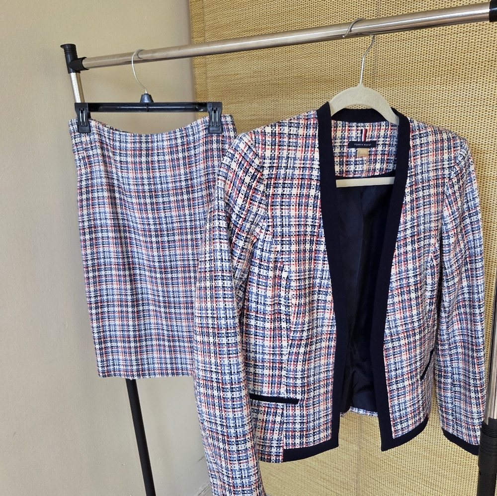 Tommy Hilfiger Multicolor Plaid Blazer and Skirt Set
